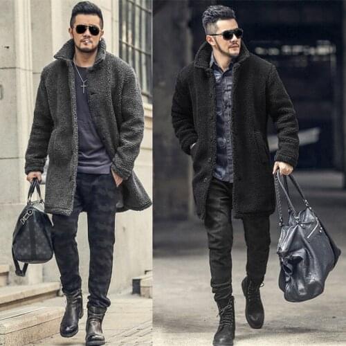 Men Full Sleeve Jacker Autumn And Winter Faux Fur Outwear And Solid Color Causal Style Overcoats