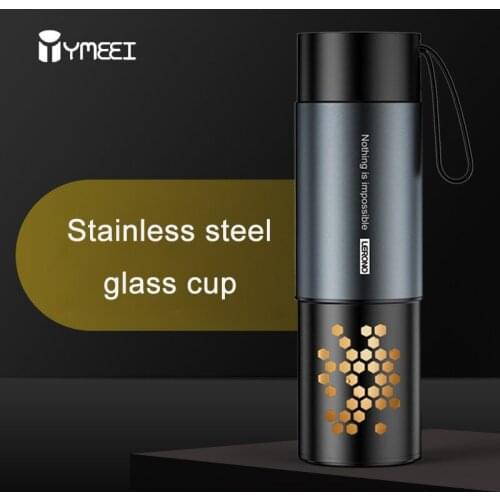 YMEEI Double-layer Glass Water Bottle 400ML Leak-proof Tea Bottle With Tea Infuser Anti Scalding Glass Bottles Drinkware