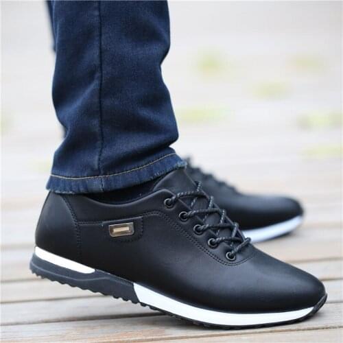 Outdoor Breathable Sneakers Mens PU Leather Business Casual Shoes for Male 2019 Fashion Loafers Walking Footwear Tenis Feminino