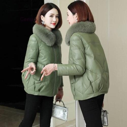 Leather Jacket Women Green 3Xl 4Xl Plus Size Short Slim Pu Coat 2020 New Winter Parkas Korean Fashion Chic Moto Clothing