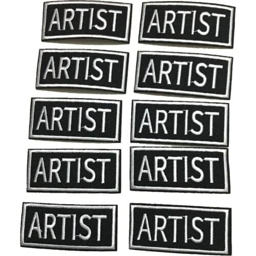 Small ARTIST Embroidered Badge Iron on Letters Patches for Clothing DIY Accessories 10 pieces