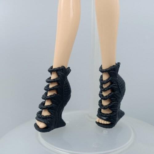 Fashion Doll Shoes Black Fish Scale High Heel Boots For Monster High Dolls Booties For 1/6 BJD Demon Dolls Accessories DIY Toy