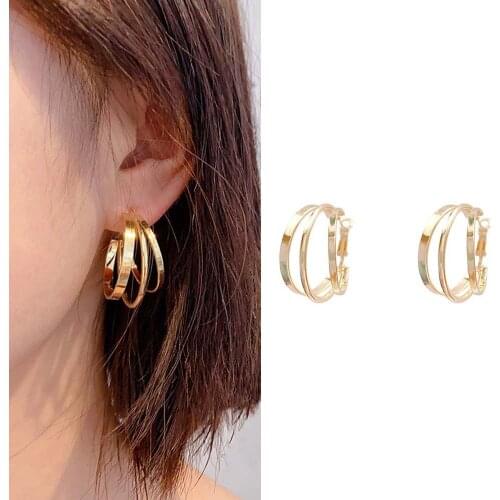 Trendy Fashion Metal Elegant Hoop Earring Woman Vintage Gold Color Korean Earrings Accessories