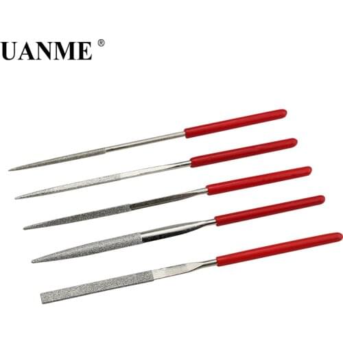 UANME 5pcs 140mm Diamond Needle File Mini Rasp Wood Carving Metal Hand File Set Microtech Hobby Hand Needle