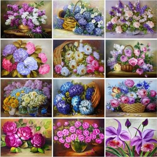 5D Diy Diamond Painting Flower Rhinestone Picture Diamond Embroidery Vase Rose Mosaic Art Cross Stitch Kit Home Decoration Gift
