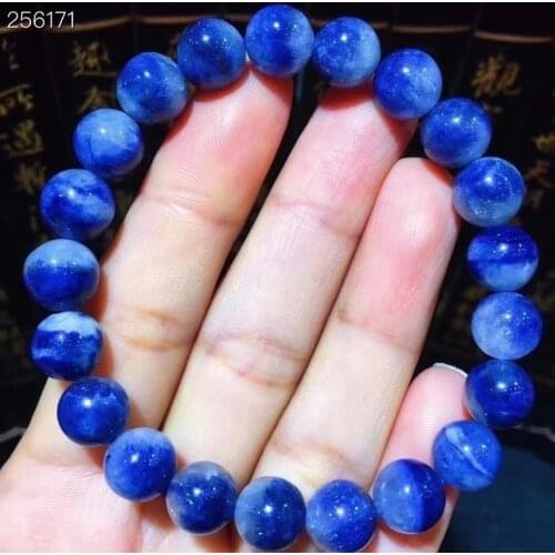 Genuine Natural Blue Dumortierite Quartz Rutilated Crystal Bracelet 9.3mm Women Men Gemstone Round Beads Rare Reiki Stone AAAAA