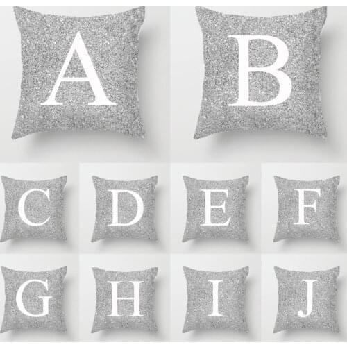 Silver Metal Letter Peach Skin Pillow Cover Cushion Cover Decorative Pillows Cushion Cover Pillow Cover