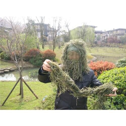 Hunting grass type Sniper tactical camouflage headvie hood cap and Rifle rope for Ghillie Suit hunting cloth