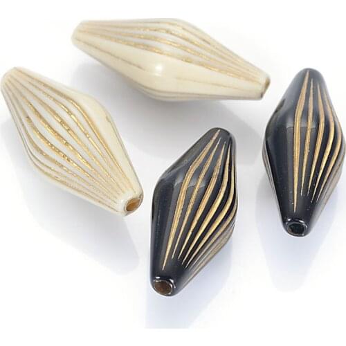 Wholesale 12x14x31 MM Stripped Rhombus Acrylic Antique Design Beads For Women Diy Bracelet Bangle Jewelry Making Accessories