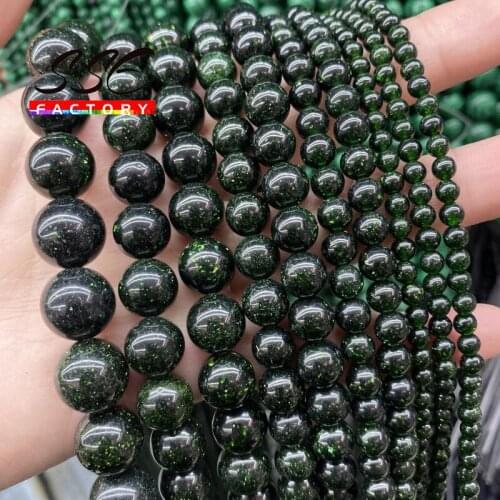 Wholesale Natural Stone Beads Green SandStone Round Loose Beads 4/6/8/10/12/14mm For Jewelry Making DIY Bracelet Accessories 15"