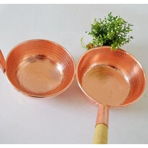 Handmade Pure Copper Rice Noodle Soup Pot Thick Wooden Handle