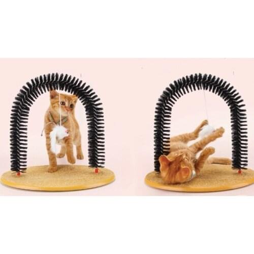 Simple Pet Dog Self-Service Arch Petting Post Animal Comb Brush Rub Hair Brush Cat Interactive Toy Scratching Cat Toy