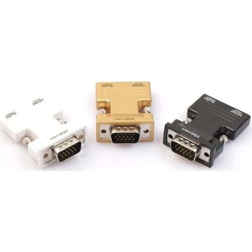 VGA to HDMI compatible HD Converter Adapter with Audio Cable Converter Male To Female 1080p HDMI compatible Male To VGA 15 Pin