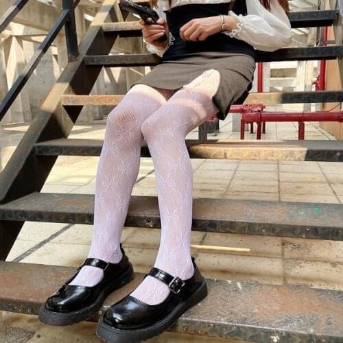 Womens Anti-hook Tights Fishnet High Body Stockings Net Celebrity Sexy Pantyhose White Color Loli Style Hosiery Collants femme