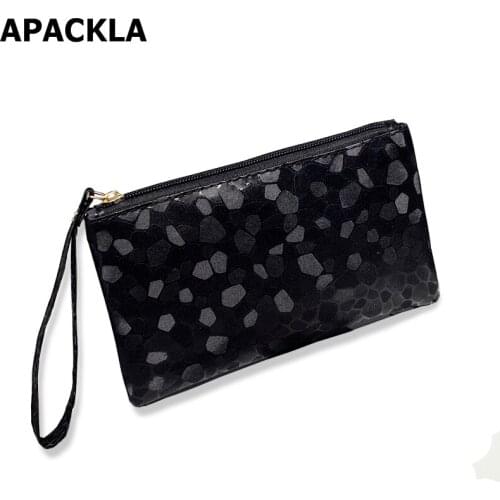 APACKLA Women Clutch Bag Stone Pattern Makeup Bag Women Cosmetic Case Fashion Leather Travel Organizer Bag Envelope Beauty Case