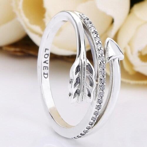 Original Sparkling Arrow Rings With Crystal For Women 925 Sterling Silver Ring Wedding Party Gift Fine Europe Jewelry