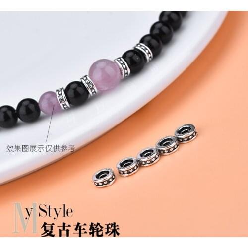 10PCS 925 sterling silver retro distressed septum beads beaded material accessories DIY jewelry
