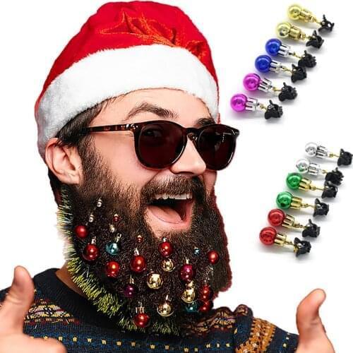 12Pcs Colorful Christmas Beard Hanging Ornaments Santa Claus Beard Clip Christmas Decorative Bells Santa Claus Beard Pendant