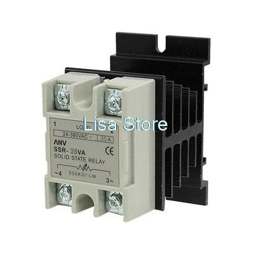 25A AC24-380V Solid State Relay Volt Resistance Regulator w Heat Sink