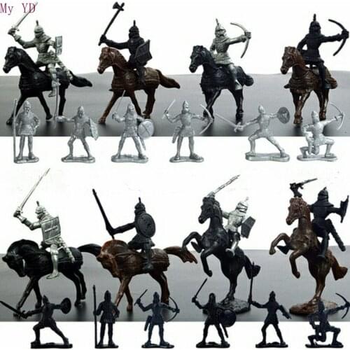 28Pcs/Set Medieval Knights Warriors Horses Kids Toy Figures Static Model Playset Playing On Sand Castles (20 Soldiers+8 Horse)