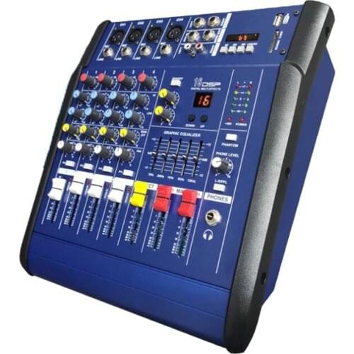 402D 4 Channel Studio Audio Mixer USB DJ Sound Mixing Console with power Amplifier For Karaoke singing stage show