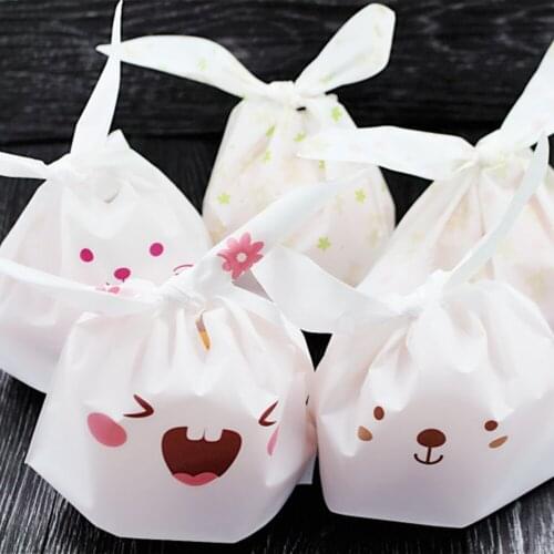 50pcs Large Size Cookies Bags Cute Long Ears Bunny Candy Storage Bag Dessert Packaging Bags Pouch Wedding Gift