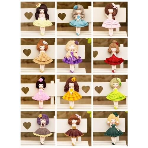 6 pieces a lot)Cute cartoon Pretty flower girl three-dimensional resin fridge magnet
