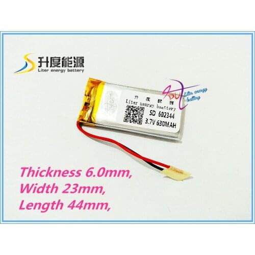 Liter energy battery 3.7V tablet battery 602344 card Bluetooth speakers built-in rechargeable batteries 630mAh