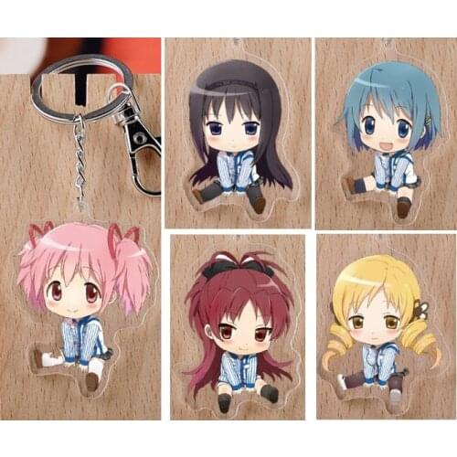 2019 New Arrival Puella Magi Madoka Magica Japanese anime figure acrylic mobile phone charms keychain strap keyring