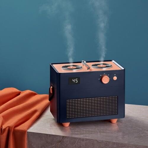Phonograph Style USB Air Humidifier Built-in Battery Portable Desktop Mist Maker Warm Night Light Cute Water Diffuser