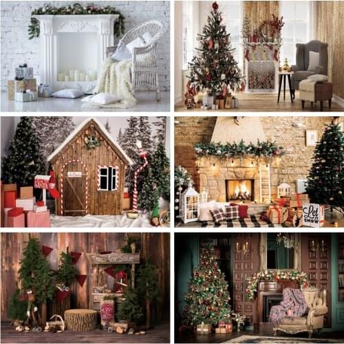 Yeele Merry Christmas Photography Backdrops Gifts White Fireplace And Chair Background Texture Decoration For Photo Studio