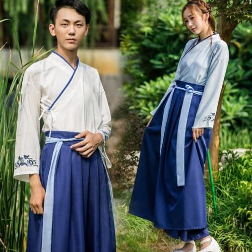 Hanfu Dress Female Ancient Chinese Costume Kung Fu Dance Outfit Hanfu Man Folk Dress Chinese Couple Dress Festival Outfit SL12