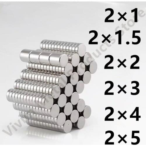 50 100 200PCS/Lot 2X1 2x1.5 2×2 2x3 2x4 2x5mm Magnet Hot Small Round Magnet Strong Magnets Rare Earth Neodymium Magnet