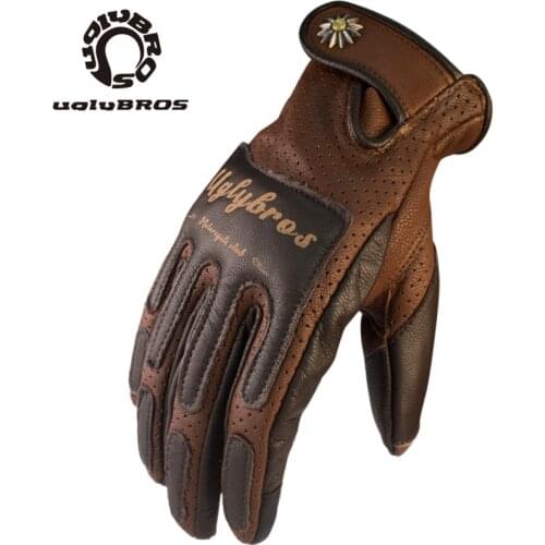 Retro Motorcycle Gloves Sheepskin Motorbike Gloves Men Genuine Leather Moto Gloves Motocross Gloves Outdoor Riding Gloves