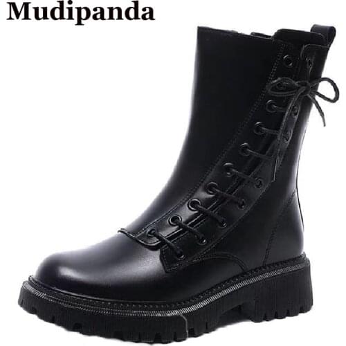 MudiPanda Leather Boots For Girls