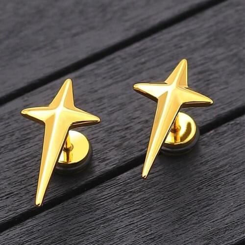 Cool Stainless Steel Cross Stud Earrings Mens Jewelry Punk Style Earrings Rock Party Jewelry Accessories For Women Men 3 Colors