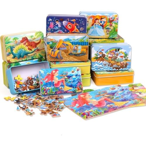 New 60 Pieces Wooden Puzzle Kids Toy Cartoon Animal Wood Jigsaw Puzzles Child Early Educational Learning Toys For Christmas Gift