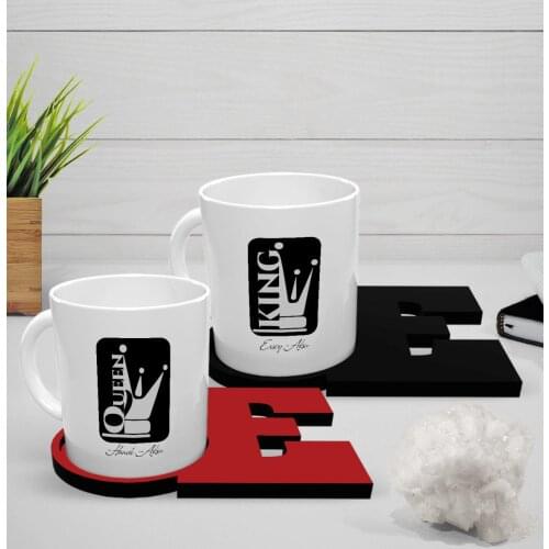 Personalized Custom Sweetheart Dual White Mug and Letter Cup Coaster Set-1