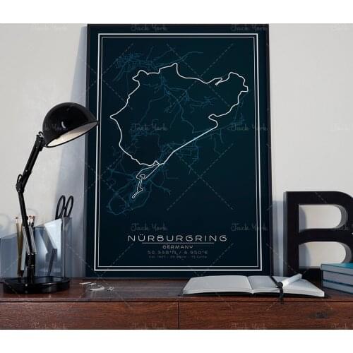 Nürburgring Race Track Print. Green Hell Circuit silhouette white matte fine art paper, gift, poster, car print, birthday, wall