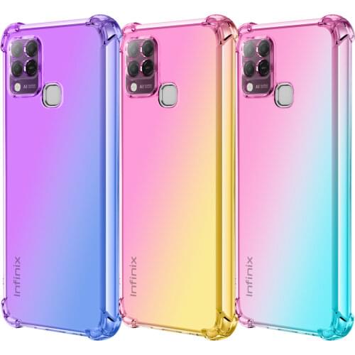 Luxury Gradient Transparent Shockproof Case For INFINIX Hot 10 10T 10S NFC Air Bag Shockproof Phone Funda For INFINIX S Mart 5