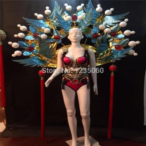 WYY sexy bra chinese style Model stage wear led costumes supply party ballroom dance costume sexy clothes dj bar disco dress