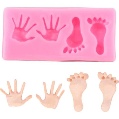 Baby Hand Feet Silicone Mold Cupcake Topper Fondant Cake Decorating Tools DIY Sugarcraft Chocolate Gumpaste Candy Resin Moulds