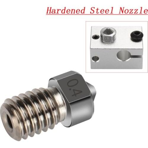 20Pcs 3D Printer Parts Hardened Steel Die Steel Nozzle V6 1.75mm 0.2/0.3/0.4mm For Ender 3 E3D Hot End Titan extruder prusa i3