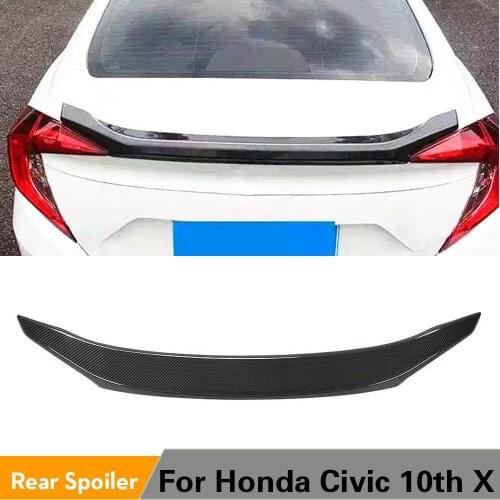 Rear Trunk Spoiler Boot Lip Wing Spoiler For Honda Civic 10th X 2016 - 2019 Carbon Fiber