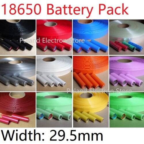 Width 29.5mm PVC Heat Shrink Tube Dia 18.5mm Lithium Battery 18650 Pack Insulated Film Wrap Protect Case Pack Wire Cable Sleeve