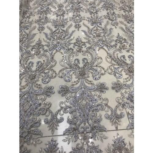 African style The latest net lace fabric design with beads J-2186813 for party wedding cloth 5 yards