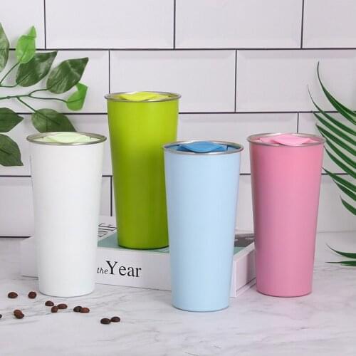 Howtelee double cone vacuum flask creative car cup vacuum ready water bottle new stainless steel coffee mug with curled edge