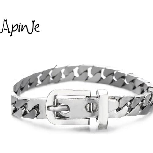 Apinje 925 Sterling Silver Vintage Bracelet Men And Women Thai Silver Belt Buckle Bracelet Fashion Jewelry