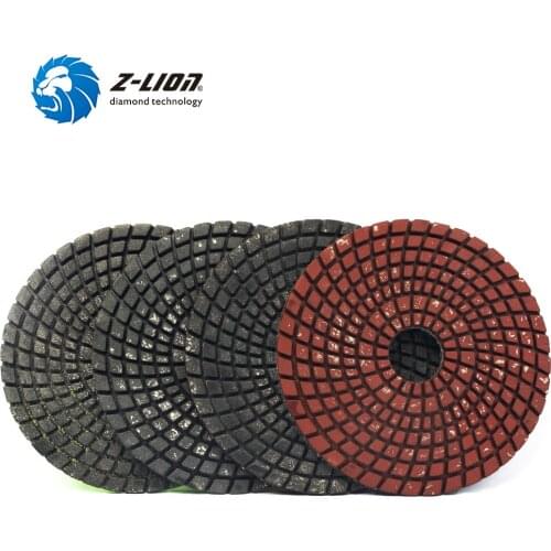 Z-LION 4pcs Metal Filling Polishing Pads 4" Diamond Polishing Wheel Flexible Marble Granite Stone Grinding Aggressive Sanding
