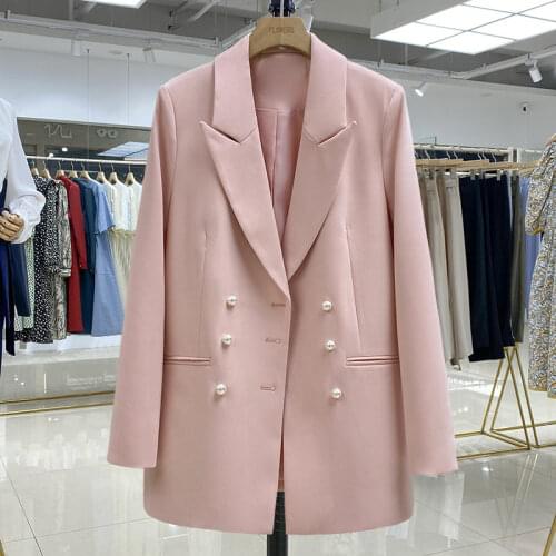 2021 Spring Autumn New Korean British Style Blazer Temperament Casual Fashion Double Breasted Suit Women Trendy Slim Jacket M373